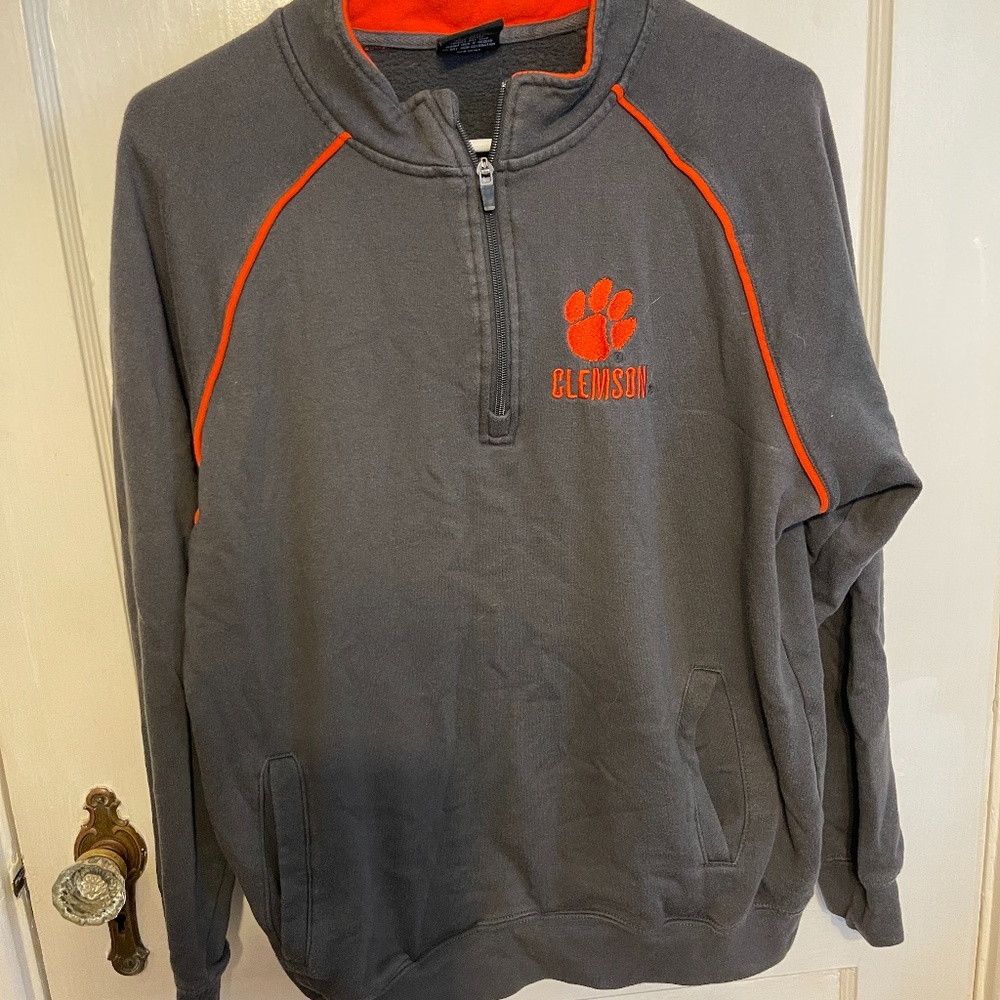 Colosseum Clemson University 1/4 Zip Pullover Gray Orange Embroidered Sz M